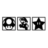 3 Quadros Decorativos Aplique De Parede Tema Game Mario Bros