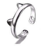 Pack 2 Anillos Orejas Gato Talla Ajustable Baño Plata 925