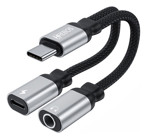 Adaptador Tipo C P/ Tipo C + Fone P2 Hrebos Hs-229