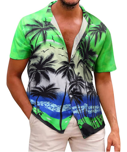 Camisa De Playa Hawaiana De Manga Corta Para Hombre 4k Estam