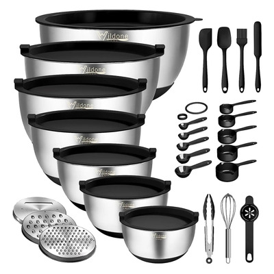 Bowls De Cocina Wildone, Acero Inoxidable, 27 Pzs, Negro