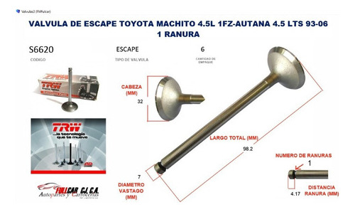 Valvula Escape Toyota Land Crusier 4500cc 1fz Foto 3