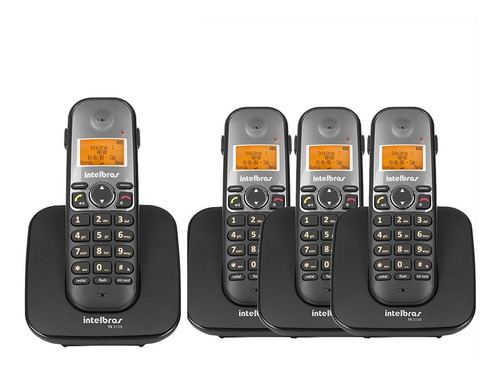 Telefone Sem Fio Residencial Viva Voz Ts 5120 + 3 Ramais Ts 5121 Preto Escritório Intelbras Preto
