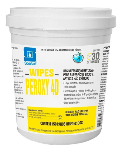 Lenços Umedecidos Desinfetante Wipes Peroxy 4d 150 Un.