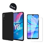 Funda Silicona + Vidrio 2.5d  Para Huawei Y8p