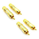 Kit 4 Plug Conector Rca Unite Dourado Gold Banhado A Ouro