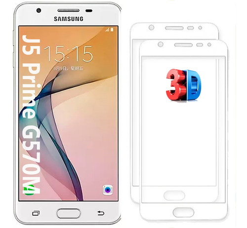 Em Dobro Película Vidro 3d Compatível Galaxy J5 Prime Branco