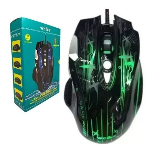 Mouse Rgb Óptico Luces Led Alámbrico Usb Wb-912 8 Botones