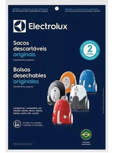 Saco Aspirador Pó Electrolux Neo 09/10/11/12/16/listo