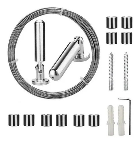 Kit Barral Tensor Cable De Acero Inoxidable Cortina Baño