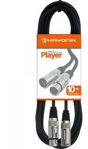 Cabo Para Microfone Xlr(f) X Xlr(m) 10m Player Preto Hayonik