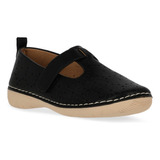 Mocasin Dama Flexible Piso Negro Cintas  Slip On 701-94