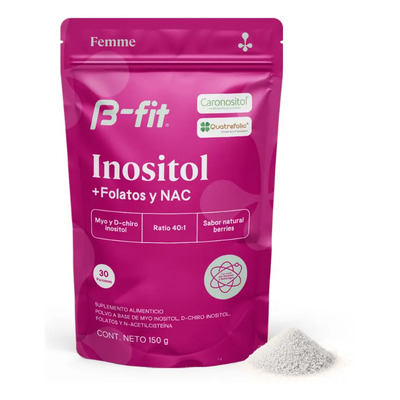 B-FIT Myo Inositol y D Chiro Inositol Fórmula 40:1 con Folatos y NAC 150g - Sabor Frutos Rojos - Suministro para 1 Mes 30 Servicios - Alta Biodisponibilidad | Meses sin interés