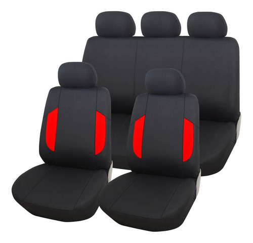 Set Funda Cubre Asiento Auto Universal Negro Entero 9pcs 