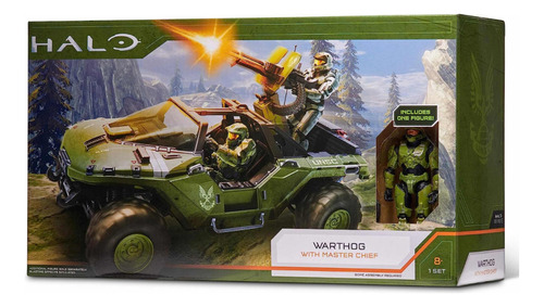 Halo Set De Vehículo Warthog Con Figura Master Chief De 8 Cm Color Verde Musgo