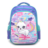 Mochila 3d Escolar Primaria Unicornio Gatito - Caballo