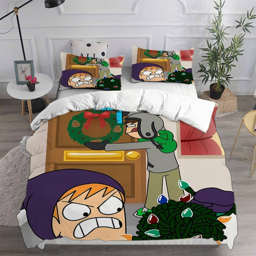 Juego De Ropa De Cama Comic Eddsworld, Tamaño Individual, 3