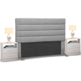 Cabeceira Cama Box Casal King 195cm Greta Linho Cinza C/ 2 Criados Cor Cinza