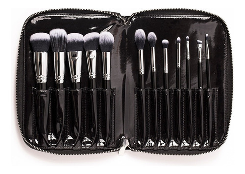 Set 12 Brochas Y Pinceles + Brochero # Crueltyfree Regina Color Negro