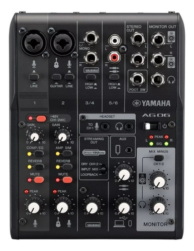 Mesa De Sonido Yamaha Usb Ag06mk2 B Negra E Interfaz Analógica