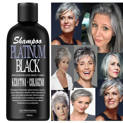 Shampoo Matizador Platinum Black Cabello Cano Gris Plata | Meses sin interés
