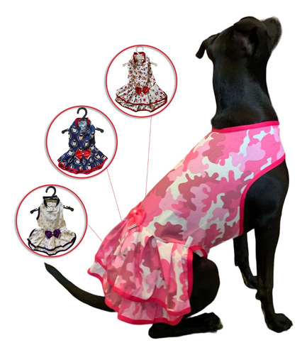 Roupa Para Cachorro Vestido Pet Barato Luxo Tam 4 + Brinde