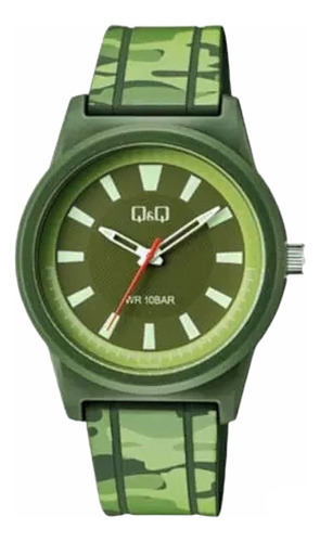 Reloj Q&q Camouflaje Color Verde Para Caballero Contra Agua!