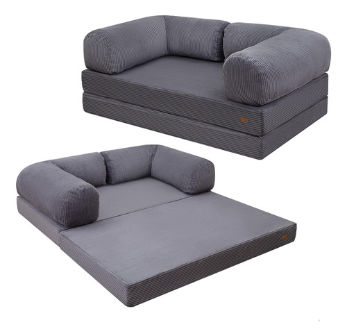 Sofá Cama Futón 4 En 1 Plegable Gris Oscuro Cómodos Acolchad