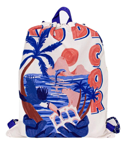 Bolsa Farm Praiana Tucano Em Flor Mochila Feminina Estampada