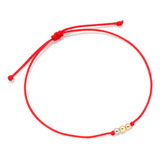 Pulsera Hilo Rojo Tres Oros De Balin 18 Kilates Garantizado