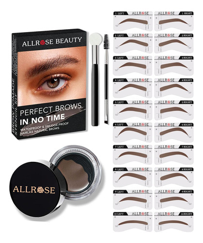 Allrose Kit De Sellos De Cejas Y Plantillas Para Cejas, Kit