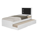 Cama Solteiro Bibox Barcelona Flex Branco/ Preto - Tebarrot