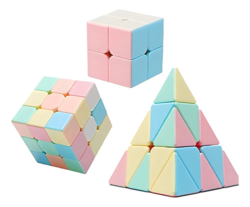 Paquete De 3 Cubos Rubik Macaron 2x2 3x3 Y Pyraminx