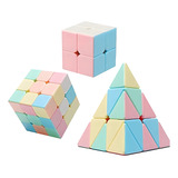 Paquete De 3 Cubos Rubik Macaron 2x2 3x3 Y Pyraminx