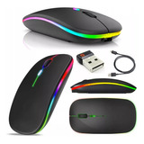 Mouse Wireless Recarregável Silencioso Led Rgb Sem Fio 9h