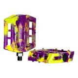 Pedales Bmx Demolition Trooper Nylon Morado Y Amarillo