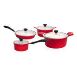 Batería Cerámica 10 Piezas Simply Red - Kw Kitchenware Color Rojo