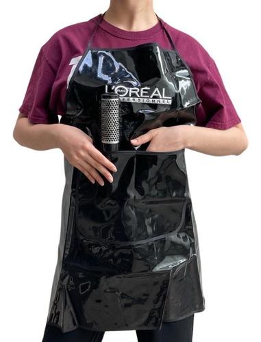 Mandil Estilista Bata Estetica Delantal Negro Loreal