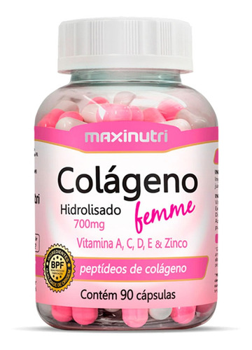 Colágeno Femme Vitaminas A-c-d-e Zinco 90 Cápsulas Maxinutri