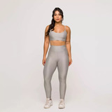 Conjunto Academia Moda Fitness Top E Legging Cinzas Feminino