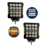 Faros Premium De Leds Cuadrados Blancos Con Cuartos En Ambar