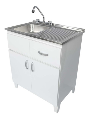 Fregadero Con Tarja Cocina Gabinete De Lamina 80cm Blanco