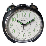 Reloj Despertador Casio Grande Con Luz Y Alarma Alta, Color Negro