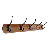 Perchero De Pared En Madera Con 5 Perchas Dobles