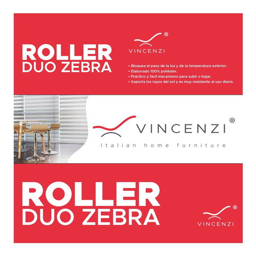Cortina Roller Duo 1.6 X 2.4m  Blanco Grain Vincenzi - R1722
