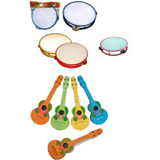 Kit 5 Pandeiro + 5 Violão Instrumentos Musicais Infantil  