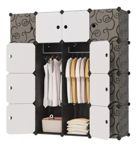 Armario Multi Organizador 16 Puertas 2 Ganchos: Blanco&negro