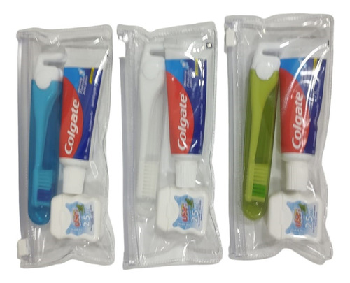 25 Kits Colgate Miniatura +estojo+escova Viagem + Fio Dental