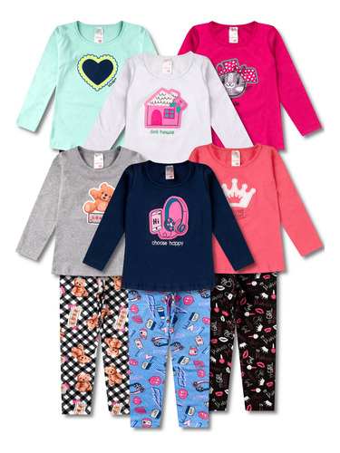 Kit 6 Conjuntos Infantil Feminino Roupa De Inverno Menina