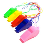 Pack 24 Silbatos Plasticos De Colores Con Cordon Para Colgar